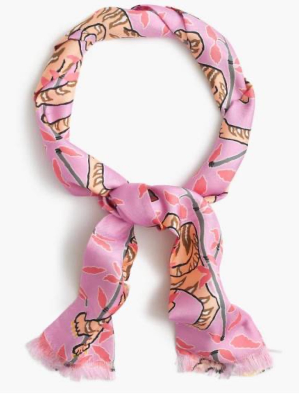 Drake's for J.Crew Peony Guava Multi-Color Long Silk Scarf.